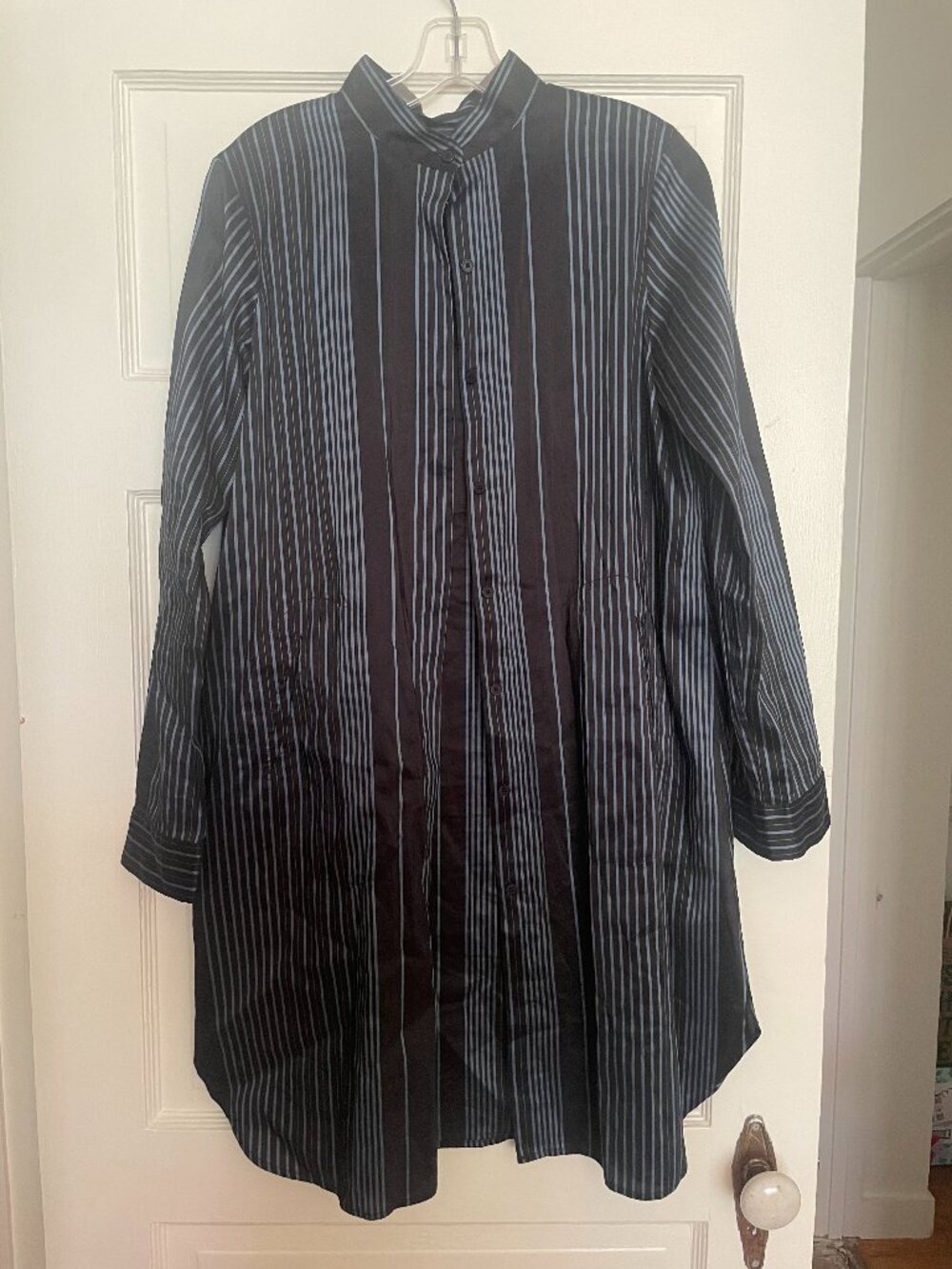 Zero + Maria Cornejo Striped Shirt Dress Black Gray